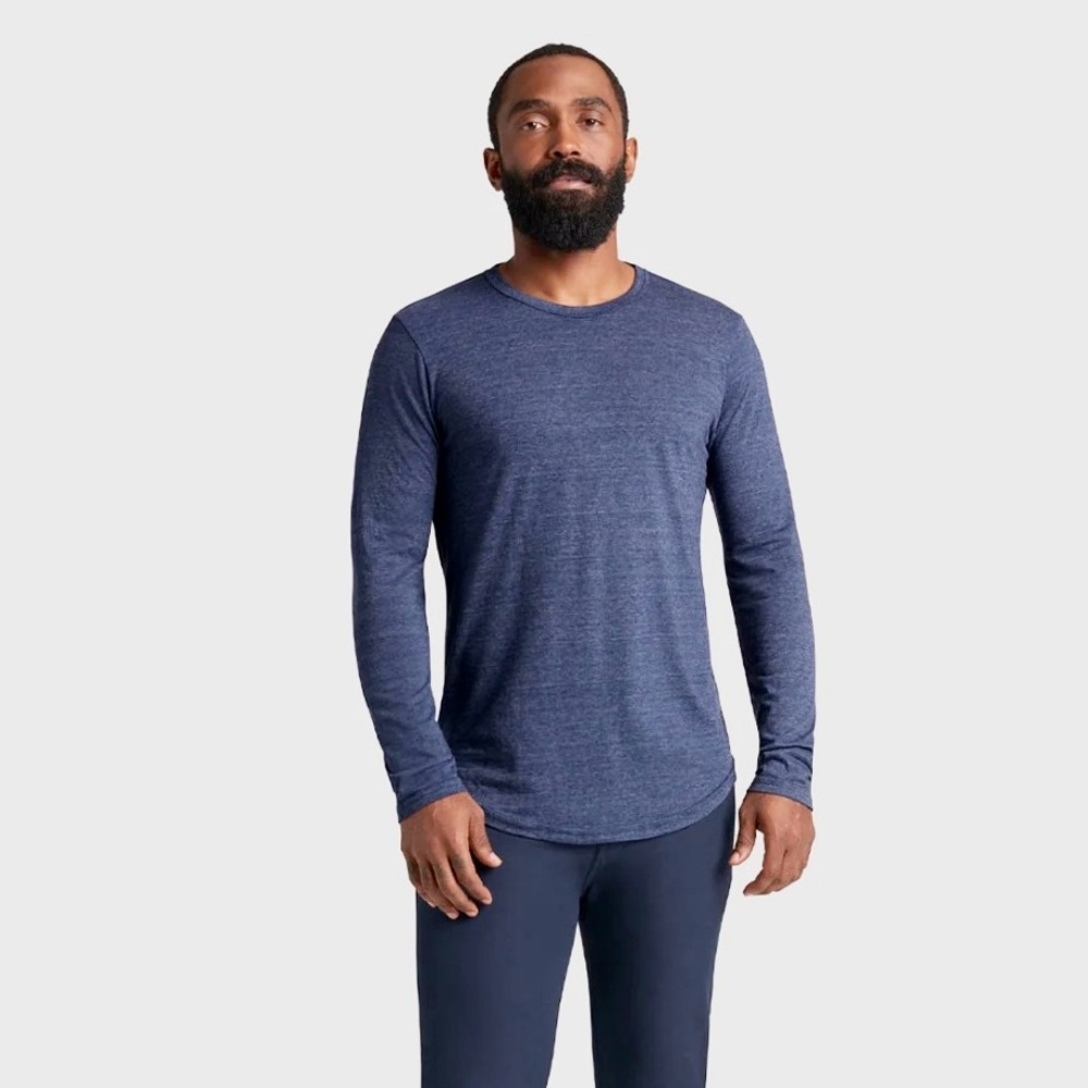 Goodlife LS Tri-Blend Scallop Crew- Medium in Midnight